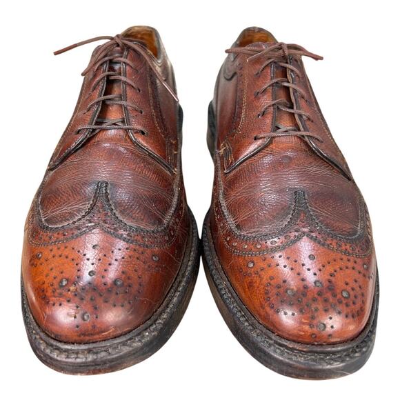 Vintage Florsheim Longwings Brown Wingtip Brogue Oxfords Size US 9 D main image 7